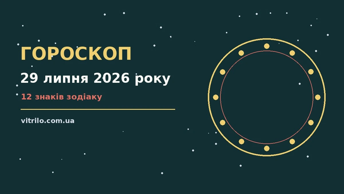 Космічна ілюстрація середи 29 липня 2026 року для щоденного гороскопу на 12 знаків