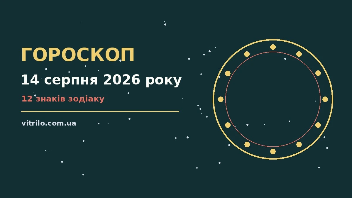 Зоряний гороскоп на 14 серпня 2026 року: фінанси, стосунки й поради для дванадцяти знаків